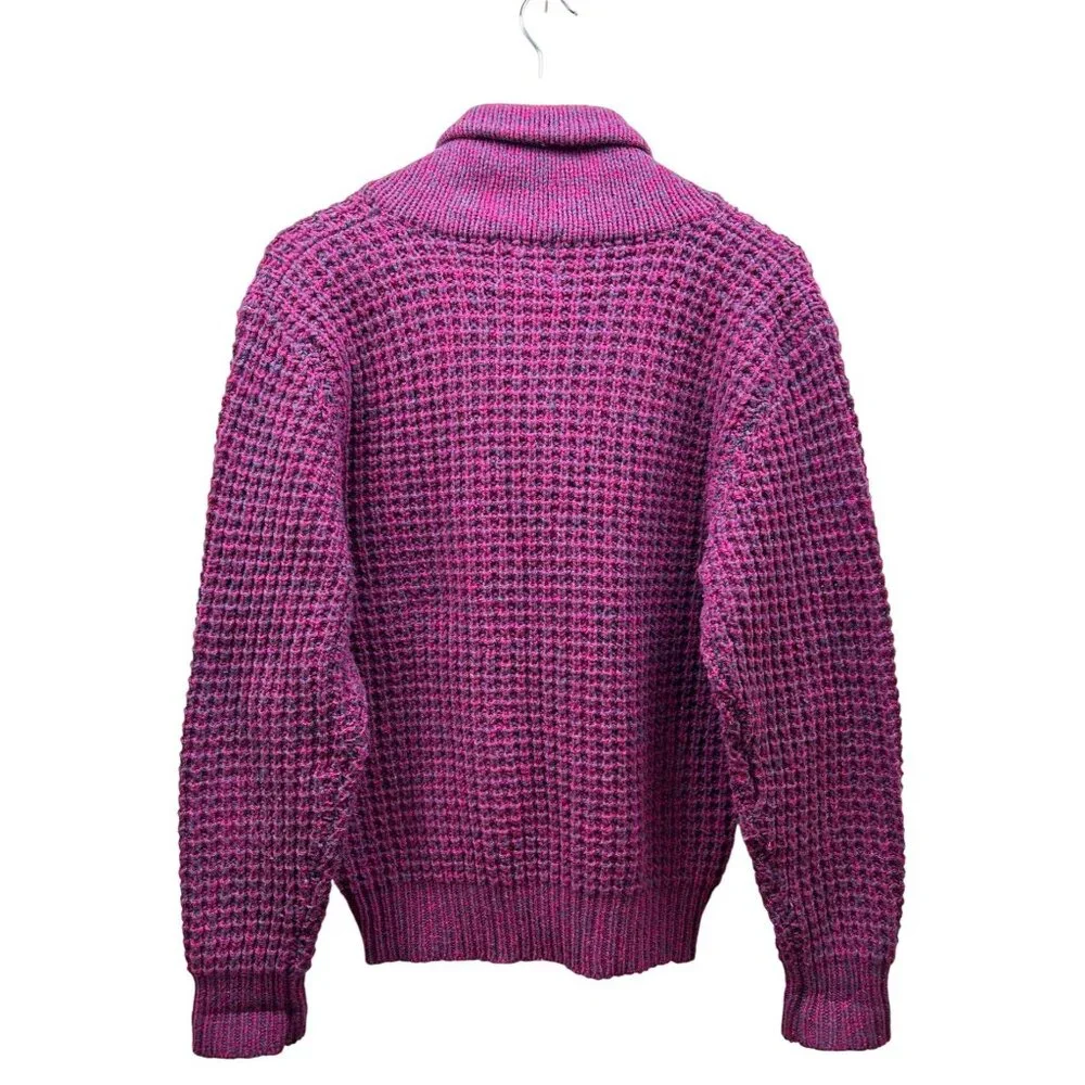 Woolrich Woman Sweater Womens Medium Shawl Collar‎ Purple Wool Blend Vintage 90s